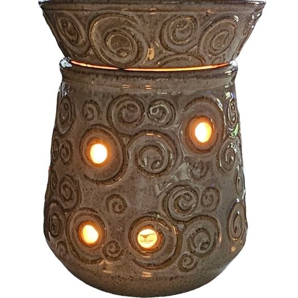 Scentsy Angora Full Size Warmer Beige Swirl Retired 2012 w/ Light Tested & Works - Picture 1 of 6